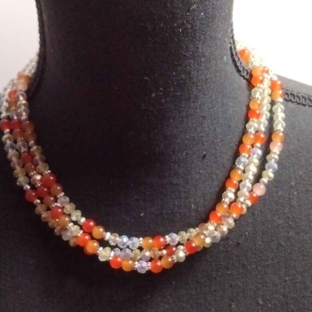 Hand crafted three layer Multi-Strand necklace